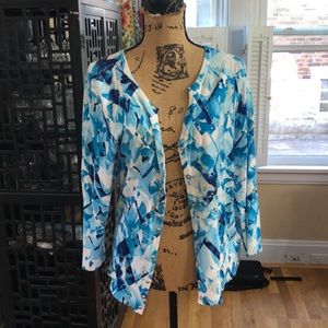 WHBM blue patterned cardigan